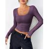 Zeagoo Women’s Long Sleeve Scoop Neck Shirts Casual Slim Fit Rib Knit Tops Summer Fall Basic Business Work Tee(Dark Purple)