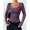 Zeagoo Women’s Long Sleeve Scoop Neck Shirts Casual Slim Fit Rib Knit Tops Summer Fall Basic Business Work Tee(Dark Purple)