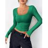 Zeagoo Women’s Long Sleeve Scoop Neck Shirts Casual Slim Fit Rib Knit Tops Summer Fall Basic Business Work Tee(Green)