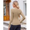 Zeagoo Women’s Long Sleeve Scoop Neck Shirts Casual Slim Fit Rib Knit Tops Summer Fall Basic Business Work Tee(Khaki)