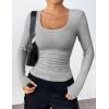 Zeagoo Women’s Long Sleeve Scoop Neck Shirts Casual Slim Fit Rib Knit Tops Summer Fall Basic Business Work Tee(Light Grey)