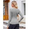 Zeagoo Women’s Long Sleeve Scoop Neck Shirts Casual Slim Fit Rib Knit Tops Summer Fall Basic Business Work Tee(Light Grey)