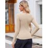 Zeagoo Women’s Long Sleeve Scoop Neck Shirts Casual Slim Fit Rib Knit Tops Summer Fall Basic Business Work Tee(Light Khaki)