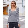 Zeagoo Women’s Long Sleeve Scoop Neck Shirts Casual Slim Fit Rib Knit Tops Summer Fall Basic Business Work Tee(Navy White Stripe)
