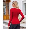 Zeagoo Women’s Long Sleeve Scoop Neck Shirts Casual Slim Fit Rib Knit Tops Summer Fall Basic Business Work Tee(Red)
