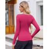 Zeagoo Women’s Long Sleeve Scoop Neck Shirts Casual Slim Fit Rib Knit Tops Summer Fall Basic Business Work Tee(Rose Red)
