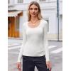 Zeagoo Women’s Long Sleeve Scoop Neck Shirts Casual Slim Fit Rib Knit Tops Summer Fall Basic Business Work Tee(White)