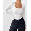 Zeagoo Women’s Long Sleeve Scoop Neck Shirts Casual Slim Fit Rib Knit Tops Summer Fall Basic Business Work Tee(White)