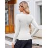 Zeagoo Women’s Long Sleeve Scoop Neck Shirts Casual Slim Fit Rib Knit Tops Summer Fall Basic Business Work Tee(White)