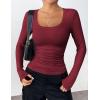 Zeagoo Women’s Long Sleeve Scoop Neck Shirts Casual Slim Fit Rib Knit Tops Summer Fall Basic Business Work Tee(Wine Red)