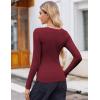 Zeagoo Women’s Long Sleeve Scoop Neck Shirts Casual Slim Fit Rib Knit Tops Summer Fall Basic Business Work Tee(Wine Red)