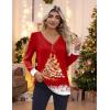 Zeagoo Women’s Long Sleeve Shirts V Neck Dressy Casual Tops Trendy Button Down Blouse Fall Fashion Work Clothes(01-christmas Red)