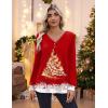 Zeagoo Women’s Long Sleeve Shirts V Neck Dressy Casual Tops Trendy Button Down Blouse Fall Fashion Work Clothes(01-christmas Red)