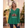 Zeagoo Women’s Long Sleeve Shirts V Neck Dressy Casual Tops Trendy Button Down Blouse Fall Fashion Work Clothes(02-christmas Green)