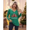 Zeagoo Women’s Long Sleeve Shirts V Neck Dressy Casual Tops Trendy Button Down Blouse Fall Fashion Work Clothes(02-christmas Green)