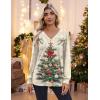 Zeagoo Women’s Long Sleeve Shirts V Neck Dressy Casual Tops Trendy Button Down Blouse Fall Fashion Work Clothes(03-christmas Khaki)