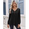 Zeagoo Women’s Long Sleeve Shirts V Neck Dressy Casual Tops Trendy Button Down Blouse Fall Fashion Work Clothes(Black)