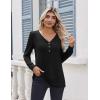 Zeagoo Women’s Long Sleeve Shirts V Neck Dressy Casual Tops Trendy Button Down Blouse Fall Fashion Work Clothes(Black)