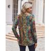 Zeagoo Women’s Long Sleeve Shirts V Neck Dressy Casual Tops Trendy Button Down Blouse Fall Fashion Work Clothes(Bohemian-1)
