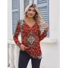 Zeagoo Women’s Long Sleeve Shirts V Neck Dressy Casual Tops Trendy Button Down Blouse Fall Fashion Work Clothes(Bohemian-2)
