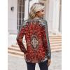 Zeagoo Women’s Long Sleeve Shirts V Neck Dressy Casual Tops Trendy Button Down Blouse Fall Fashion Work Clothes(Bohemian-2)