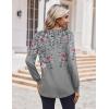 Zeagoo Women’s Long Sleeve Shirts V Neck Dressy Casual Tops Trendy Button Down Blouse Fall Fashion Work Clothes(Grey Floral)