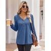 Zeagoo Women’s Long Sleeve Shirts V Neck Dressy Casual Tops Trendy Button Down Blouse Fall Fashion Work Clothes(Navy Blue)