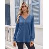 Zeagoo Women’s Long Sleeve Shirts V Neck Dressy Casual Tops Trendy Button Down Blouse Fall Fashion Work Clothes(Navy Blue)