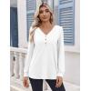 Zeagoo Women’s Long Sleeve Shirts V Neck Dressy Casual Tops Trendy Button Down Blouse Fall Fashion Work Clothes(White)