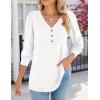 Zeagoo Women’s Long Sleeve Shirts V Neck Dressy Casual Tops Trendy Button Down Blouse Fall Fashion Work Clothes(White)
