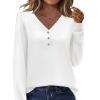 Zeagoo Women’s Long Sleeve Shirts V Neck Dressy Casual Tops Trendy Button Down Blouse Fall Fashion Work Clothes(White)