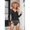 Zeagoo Womens Long Sleeve Shirts V-Neck Rib Knit Slim Fit Tops Casual Stretch Basic Tee Going Out Top Fall Fashion 2025(01-black)