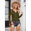 Zeagoo Womens Long Sleeve Shirts V-Neck Rib Knit Slim Fit Tops Casual Stretch Basic Tee Going Out Top Fall Fashion 2025(Army Green)