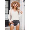Zeagoo Womens Long Sleeve Shirts V-Neck Rib Knit Slim Fit Tops Casual Stretch Basic Tee Going Out Top Fall Fashion 2025(Black+white+grey)