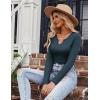 Zeagoo Womens Long Sleeve Shirts V-Neck Rib Knit Slim Fit Tops Casual Stretch Basic Tee Going Out Top Fall Fashion 2025(Blue)