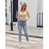 Zeagoo Womens Long Sleeve Shirts V-Neck Rib Knit Slim Fit Tops Casual Stretch Basic Tee Going Out Top Fall Fashion 2025(Coffee)
