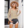 Zeagoo Womens Long Sleeve Shirts V-Neck Rib Knit Slim Fit Tops Casual Stretch Basic Tee Going Out Top Fall Fashion 2025(Coffee)