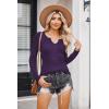 Zeagoo Womens Long Sleeve Shirts V-Neck Rib Knit Slim Fit Tops Casual Stretch Basic Tee Going Out Top Fall Fashion 2025(Dark Purple)