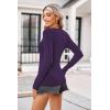 Zeagoo Womens Long Sleeve Shirts V-Neck Rib Knit Slim Fit Tops Casual Stretch Basic Tee Going Out Top Fall Fashion 2025(Dark Purple)