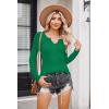 Zeagoo Womens Long Sleeve Shirts V-Neck Rib Knit Slim Fit Tops Casual Stretch Basic Tee Going Out Top Fall Fashion 2025(Green)