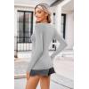 Zeagoo Womens Long Sleeve Shirts V-Neck Rib Knit Slim Fit Tops Casual Stretch Basic Tee Going Out Top Fall Fashion 2025(Light Grey)