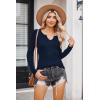 Zeagoo Womens Long Sleeve Shirts V-Neck Rib Knit Slim Fit Tops Casual Stretch Basic Tee Going Out Top Fall Fashion 2025(Navy Blue)
