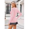 Zeagoo Womens Long Sleeve Shirts V-Neck Rib Knit Slim Fit Tops Casual Stretch Basic Tee Going Out Top Fall Fashion 2025(Pink)