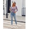 Zeagoo Womens Long Sleeve Shirts V-Neck Rib Knit Slim Fit Tops Casual Stretch Basic Tee Going Out Top Fall Fashion 2025(Purple)