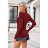 Zeagoo Womens Long Sleeve Shirts V-Neck Rib Knit Slim Fit Tops Casual Stretch Basic Tee Going Out Top Fall Fashion 2025(Wine Red)