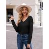 Zeagoo Womens Long Sleeve T Shirts V Neck Soft Basic Tee Loose Fit Casual Tops Winter Clothing(Black)