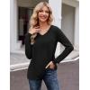 Zeagoo Womens Long Sleeve T Shirts V Neck Soft Basic Tee Loose Fit Casual Tops Winter Clothing(Black)