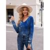 Zeagoo Womens Long Sleeve T Shirts V Neck Soft Basic Tee Loose Fit Casual Tops Winter Clothing(Blue)
