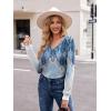 Zeagoo Womens Long Sleeve T Shirts V Neck Soft Basic Tee Loose Fit Casual Tops Winter Clothing(Boho Blue)