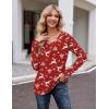 Zeagoo Womens Long Sleeve T Shirts V Neck Soft Basic Tee Loose Fit Casual Tops Winter Clothing(Christmas Red)